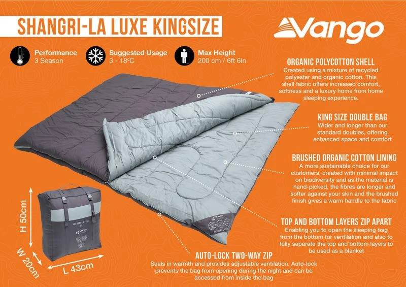 Vango Shangri-La Luxe Kingsize Sleeping Bag - Image 3